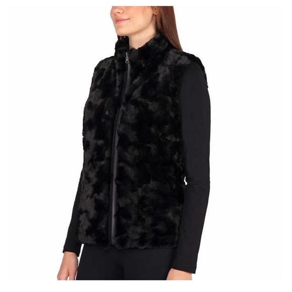 Nicole Miller Women's Reversible Cozy Quilted Faux Fur Insulated Puffer Vest - Picture 9 of 13